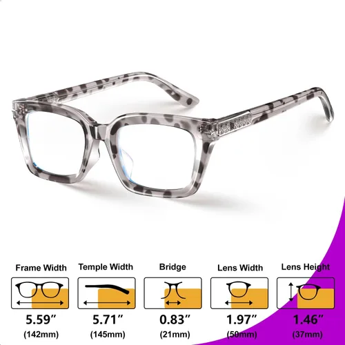 Vista 6 de VISOONE Progressive Multifocal Reading Glasses Spring Hinge Blue Light Blocking for Women and Men readers YALE Tortuga cebra