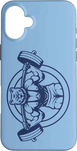 Vista 23 de iPhone 16 Bear Barbell diseño para culturistas caso de culturismo