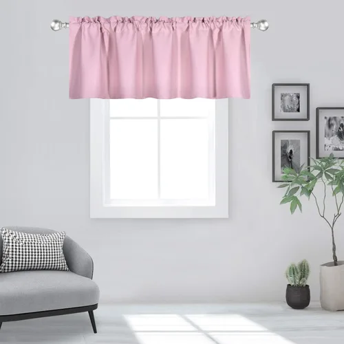 Vista 29 de DECOVSUN Cenefa morada para ventanas de 60 x 18 pulgadas, aislamiento térmico sólido, bolsillo para cortinero, cenefa corta para cocina, cenefa
