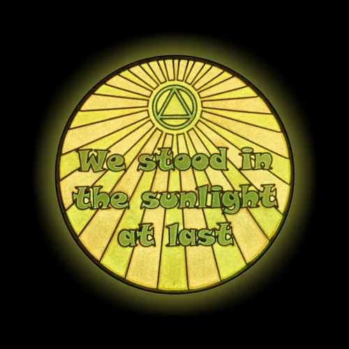 Vista 6 de Chip de sobriedad de 10 años, símbolo de afirmación de regalo de recuperación de monedas AA Sunlight of The Spirit Medallón chapado en oro que