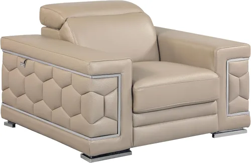 Vista 13 de Blackjack Furniture Usry - Sofá tapizado de piel italiana, color caqui
