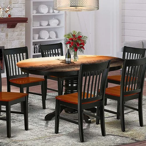 Vista 2 de XISUNYA Mantel ovalado ajustado para mesa de caza, decoración de caza, con bordes elásticos, para mesa de mesa con estampado de ciervos rojos