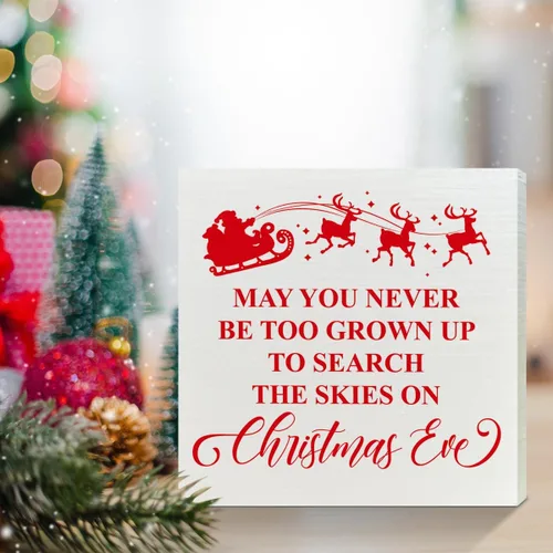 Vista 5 de Letrero de madera para mesa de trineo de Papá Noel - Los cielos en Nochebuena