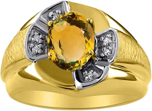 Vista 4 de RYLOS Anillos para hombre de oro amarillo de 14 quilates Anillo de diamante y ojo de tigre de 0.315 x 0.236in, anillos de piedra preciosa