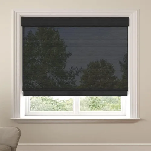 Vista 17 de Persianas romanas de madera personalizadas, persianas opacas con forro de bambú, color marrón Forro marrón-beige - Blackout