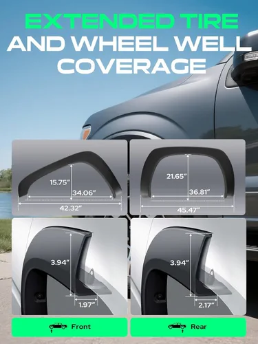 Vista 14 de YHTAUTO Defensas de guardabarros de estilo de fábrica OE con kit de herrajes compatibles con Chevy Silverado y GMC Sierra 1500/2500 1999-2006, 1500