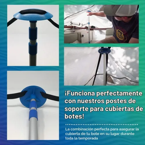 Vista 6 de Correas para cubierta de barco, hebilla ajustable, paquete de 8, correas de nailon de 1 x 96 pulgadas con hebillas de liberación rápida