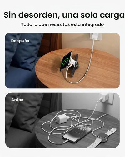Vista 5 de VRURC Estación de carga 3 en 1 para Apple, Qi2.2 25W Cargador inalámbrico Blanco