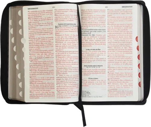 Vista 7 de Biblia Reina Valera 1960 tamaño Manual letra Grande 12 Puntos- Imitación Piel Negro/Negro con cierre y con índice. Colección ABBA., Negro
