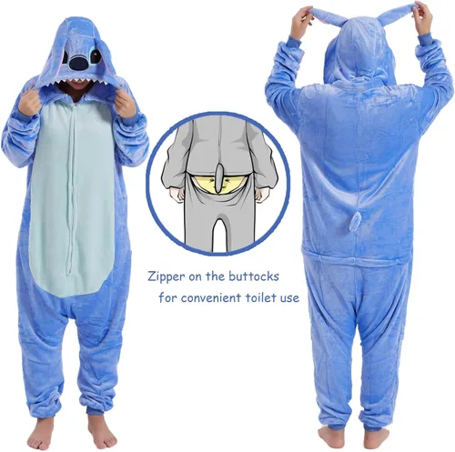 Vista 5 de U-ParBoo Pijama mameluco para adultos de franela con dibujos animados de animales para cosplay de Halloween