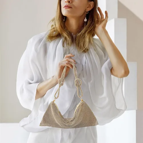 Vista 3 de BestAlice Monederos de diamantes de imitación para mujer, bolsa de cristal hobo de 13 x 6 pulgadas, elegante bolso de noche brillante para fiesta