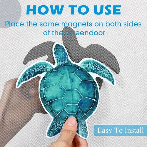 Vista 2 de Konohan 12 imanes de pantalla para puerta, decoración de tortugas marinas, algas marinas, estrellas de mar, protector magnético flexible de doble