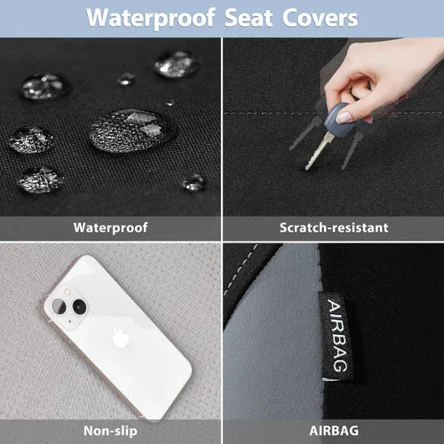 Vista 5 de CAR PASS Fundas de Asiento de Coche Impermeables Juegos Completos, Fundas de Asiento de Ajuste Universal para Coches, Juego de Fundas de Asiento