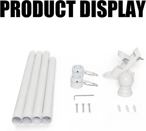 Vista 6 de NELXINJO Kit de poste de bandera de acero inoxidable de 5 pies con abrazadera para exterior de la casa Montaje exterior para bandera americana