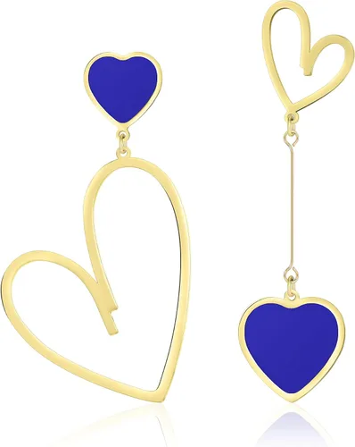 Vista 15 de Linawe Mismatched Heart Dangle Earrings for Women Trendy