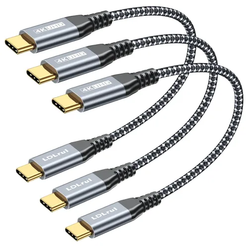Vista 25 de LDLrui Cable de monitor USB C, pantalla 4K 60HZ, ángulo recto de 1 pie, transferencia de datos de 20 Gbps, carga de 100 W, cable de video USB 3.2