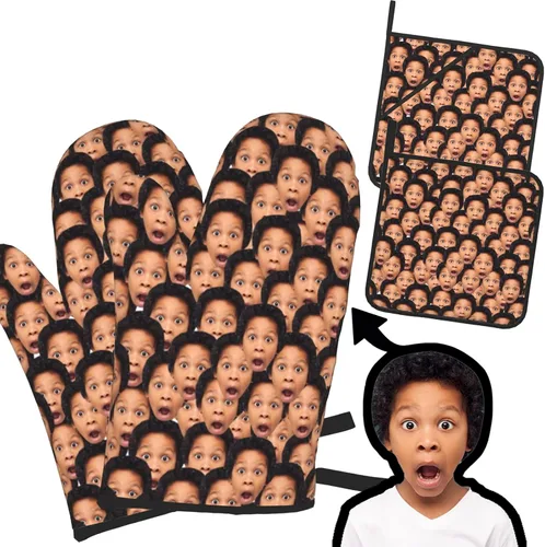 Vista 7 de Manoplas de horno personalizadas y agarraderas personalizadas con tu cara, regalos de repostería para mujeres para cocinar en la cocina, barbacoa