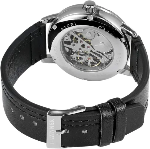 Vista 3 de FORSINING Reloj de pulsera mecánico de estilo deportivo analógico para hombre con correa de cuero