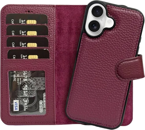 Vista 86 de HARDISTON Funda de piel auténtica hecha a mano compatible con iPhone 11 Pro de 5.8 pulgadas, funda magnética desmontable con tarjeteros - bordes