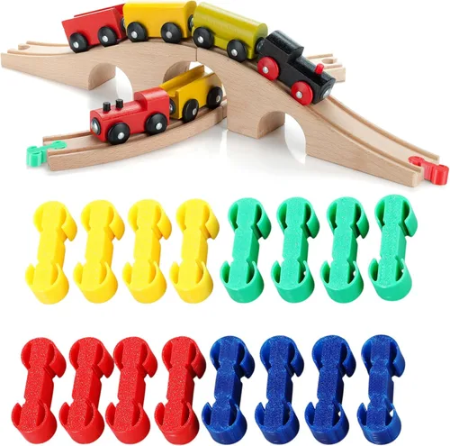 Vista 8 de Hanaive 20 conectores de madera para pista de hueso de perro para Color madera