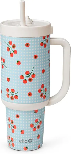 Vista 31 de Ello Oasis Vaso de 24 oz con asa y popote retráctil Taza reutilizable de acero inoxidable aislada 100% a prueba de fugas, regalos