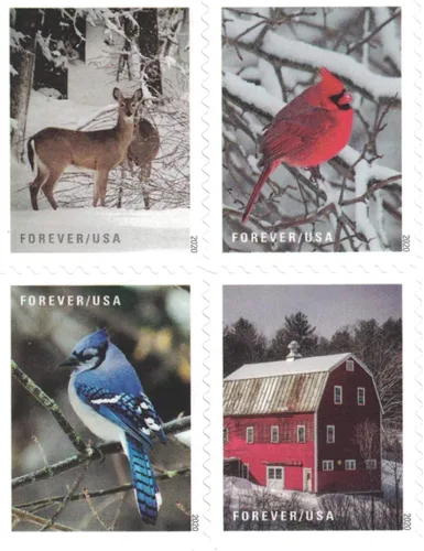 Vista 5 de USPS Forever estampillas de escenas de invierno - Libro de 20 sellos postales