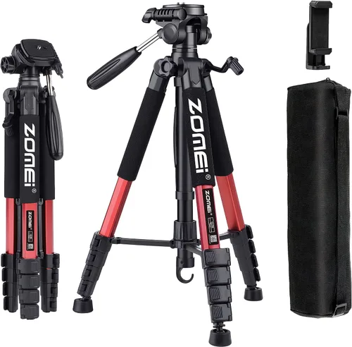 Vista 10 de ZOMEi Soporte de trípode DSLR de alta resistencia de 74.0 in, extensión multifuncional alta, disparo multiángulo, compatible con cámaras, teléfonos