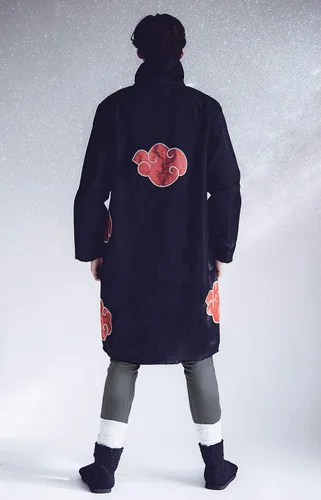 Vista 3 de Disfraz de cosplay para capa de Itachi con cremallera media larga abrigo adulto ropa negro rojo L