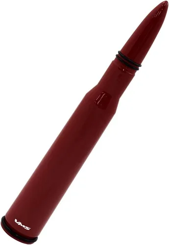 Vista 3 de VMS RACING Antena de bala roja calibre 50 Cal con anillos negros, calibre pesado, mecanizado CNC, de aluminio, corta compatible con Ford F150 F250