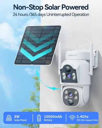 Vista 3 de Cámara solar inalámbrica para exteriores, 2 cámaras solares de doble lente de 4MP+ 4MP para sistema de seguridad del hogar con monitor de 12
