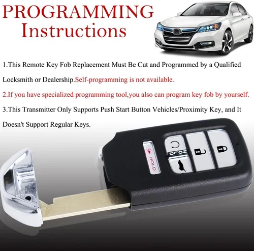 Vista 4 de MechanMagic - Funda de llave de repuesto para control remoto de Honda Civic 2018-2021/CR-V 2017-2022/Pilot 2016-2021 KR5V2X(V44) Smart Proximity
