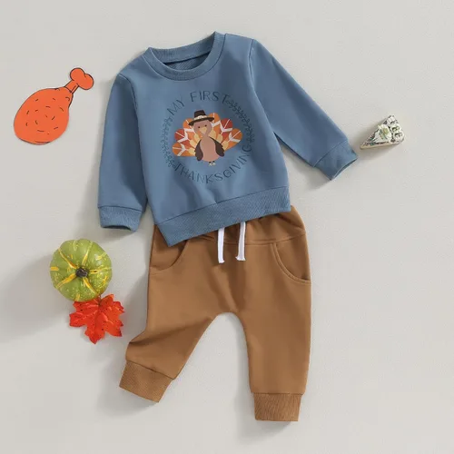 Vista 6 de Conjunto de 2 piezas de sudadera con diseño de árbol de Navidad para niño y niña, ropa de otoño e invierno