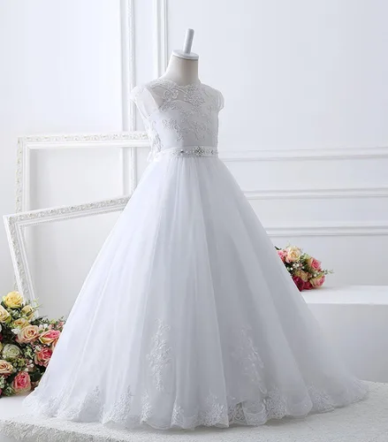 Vista 2 de Magicdress - Vestidos blancos de bautismo de primera comunión para niñas 7-16, vestido de princesa de encaje para niñas 10