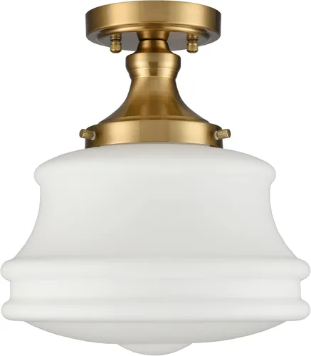 Vista 6 de Moderna lámpara de techo semiempotrada para pasillo, lámpara de techo colgante de cristal de leche de ópalo para escuela, 11 pulgadas de ancho x