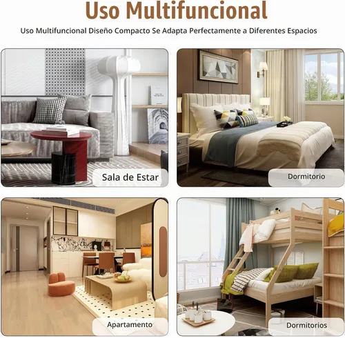 Vista 7 de HedoAjim Mesa de café redonda de 31.5" para sala de estar, mesa moderna de sala de estar con LED y almacenamiento, mesas de café cuadradas