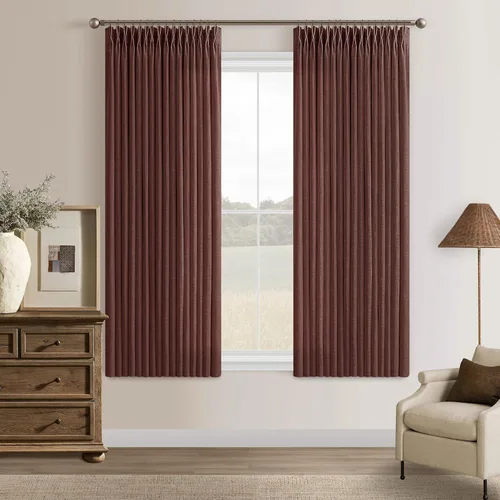 Vista 82 de TWODRAPES Cortinas de Lino Plisadas con Pinza Beige Blancas de 54 Pulgadas de Largo 2 Paneles para Comedor Cocina Dormitorio Plisadas Semi