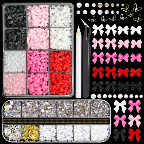 Vista 10 de RODAKY 2000 perlas medias para manualidades, perlas semicirculares con parte trasera plana para uñas, 6 tamaños, cuentas de perlas beige, diamantes
