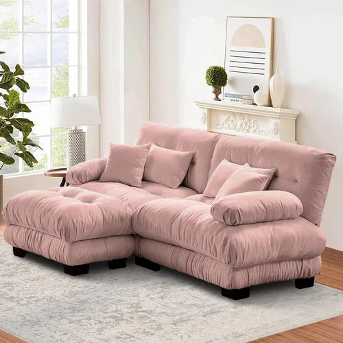 Vista 127 de Sofá Seccional Modular Extragrande de 93.7 pulgadas, Sofá de Dos Plazas Cloud Couch con Almohadas y Cojín Extra Grueso para Sala de Estar, Cine