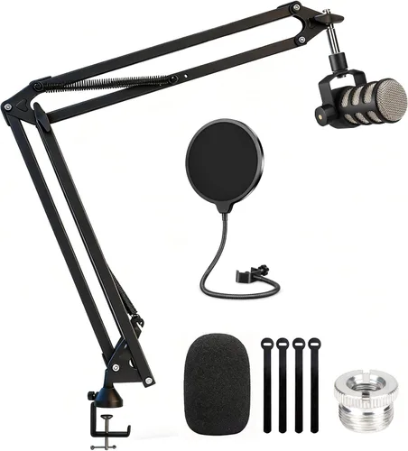 Vista 12 de Para HyperX Quadcast Boom Arm - Soporte de micrófono mejorado con cubierta de micrófono para reducir los ruidos del viento, brazo de micrófono