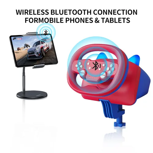 Vista 6 de NBCP Gaming Racing Wheel,Wireless Steering Wheel for Multi-Platform Game Nintendo Switch, PC, PS4PS3, iOS, Android Race