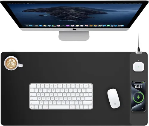 Vista 12 de TopMade Alfombrilla de Mouse de Carga Inalámbrica, Alfombrilla de Mouse para Juegos RGB, Alfombrilla de Escritorio para Oficina en Casa, 31.5" x RGB