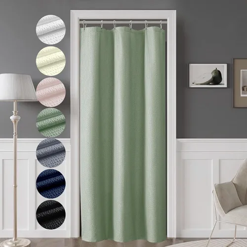 Vista 57 de OVZME Cortina de ducha de tela Berry Stall de 36 x 72 pulgadas, suave y gofre, pequeña cortina de ducha negra para baño con textura para un