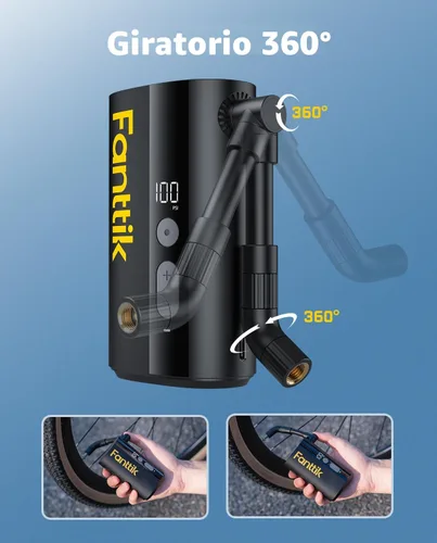 Vista 6 de Fanttik X9 Ace Mini Electric Bike Pump, 150PSI, 32s Inflate, Auto Stop