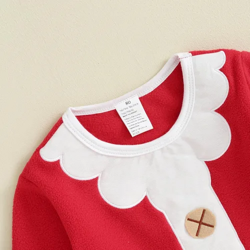 Vista 5 de Amnnchya Traje de Navidad para bebés, niños y niñas, disfraz de Papá Noel, para recién nacidos, chaqueta de felpa de lujo, conjunto de pantalones