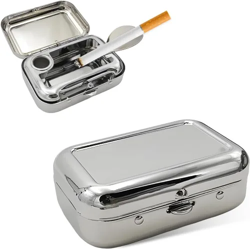 Vista 7 de Yourkar Ceniceros Portátiles, Mini Cenicero Portátil de Acero Inoxidable con Tapa a Prueba de Viento, Cenicero de Bolsillo Creativo Portátil