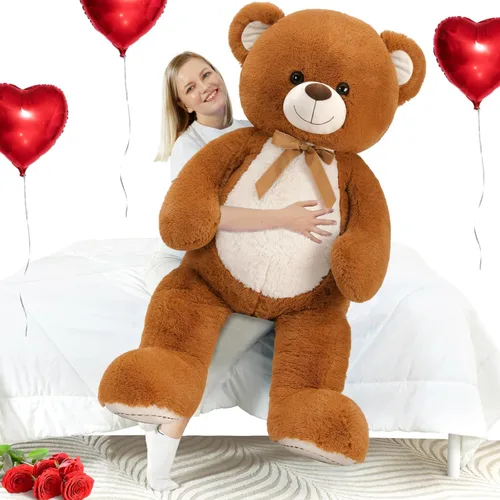 Vista 11 de MorisMos Oso de peluche gigante de 5 pies, 59 pulgadas, oso de peluche negro grande para decoración de fiesta de baby shower, regalo de animal