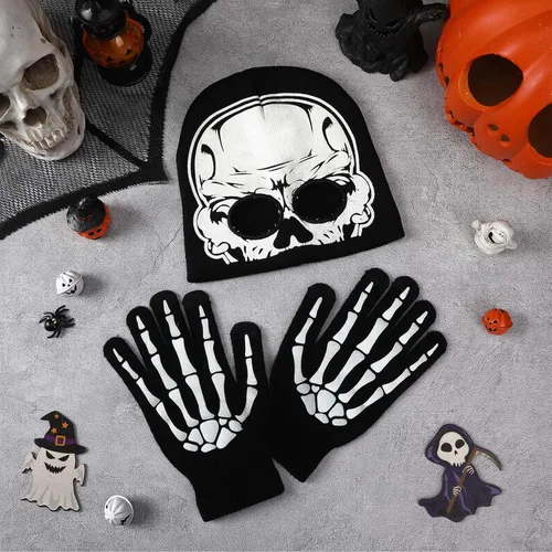 Vista 7 de Glow in the Dark Skeleton Mask and Gloves Set for Halloween