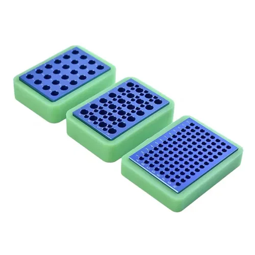 Vista 2 de Bloque de enfriamiento de aluminio - Enfriador de placas PCR, 96 pozos para tubos de 0.2 mL, tiras o placas de 96 pocillos (96 pozos)
