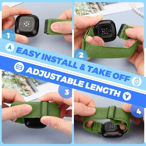 Vista 11 de Enkic Paquete de 10 correas elásticas de nailon compatibles con Fitbit Versa 4/Sense 2/Versa 3/Sense, correas elásticas ajustables para mujeres