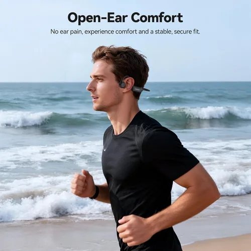 Vista 8 de TECKNET Auriculares de conducción ósea, auriculares Bluetooth V6.0 de oreja abierta, auriculares inalámbricos de 10 horas de reproducción e
